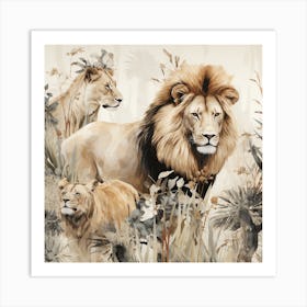 Lions In The Wild Art Print