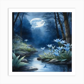 Moonlight In The Forest Art Print