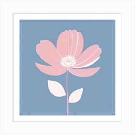 A White And Pink Flower In Minimalist Style Square Composition 559 Art Print