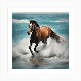 Horse In The Ocean Art Print 2 Art Print