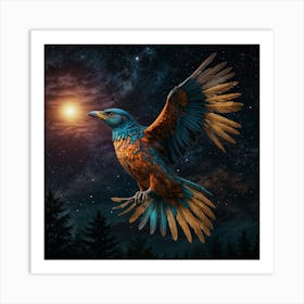 Eagle In The Night Sky Art Print