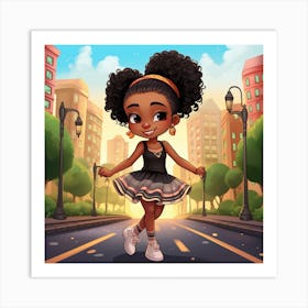 Little Black Girl In The City Art Print