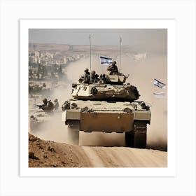 Israeli Tanks In The Desert Art Print