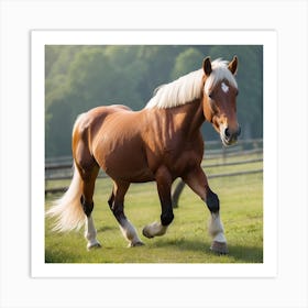 Horse Galloping In A Field Art Print