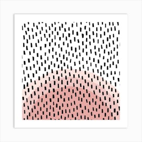 Mono Black And Pinks Square Art Print