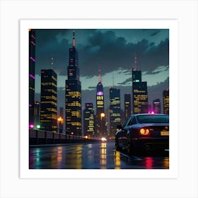 Rainy Glow The Urban Evening Aesthetic Art Print