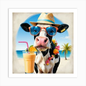 Cow On The Beach 4 Art Print