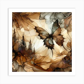 Butterfly Fluid Ink in Bronze Shades IV Art Print