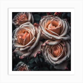 Peach Roses Art Print