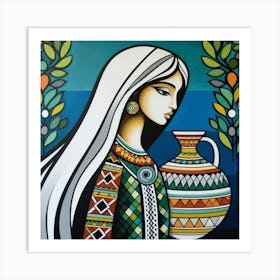 Paletinian Woman With A Vase Art Print