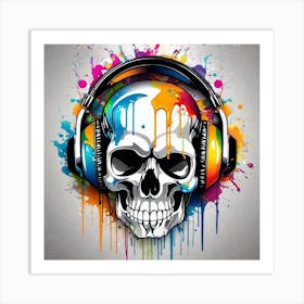 Skull With Headphones 22 Art Print