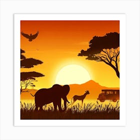 Sunset In Africa Art Print