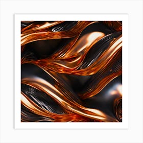 Molten Gold And Copper With Black Granite Art Print