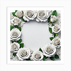 White Roses Frame 9 Art Print