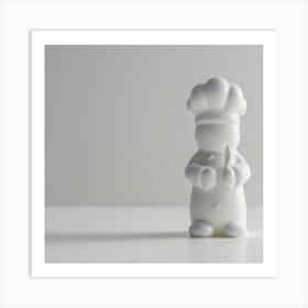 Chef Figure White Art Print