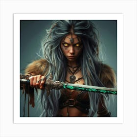 Elven Woman With Sword Art Print