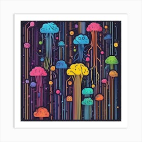 Colorful Jellyfish Art Print