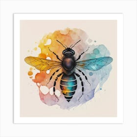 Bee Watercolor Painting, Flight of the Bee Art Print