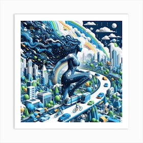 Girl In A City Art Print