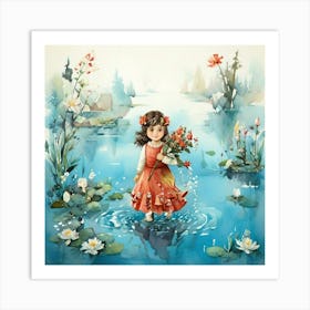 Little Girl In Water Art Print