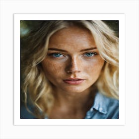 Portrait Of A Woman With Freckles Art Print