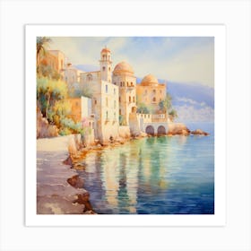 AI Mediterranean Mirage Art Print