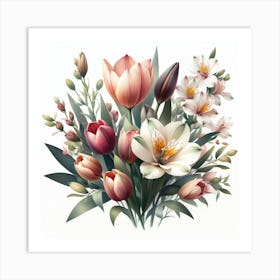 Tulips and Alstroemeria 3 Art Print