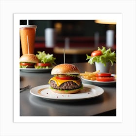 Burgers And Fries Art Print