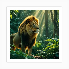 Lion In The Jungle Art Print