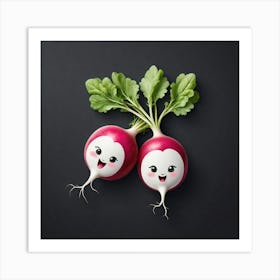 Radish On Black Background 1 Art Print