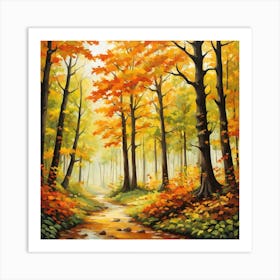 Forest In Autumn In Minimalist Style Square Composition 134 Art Print