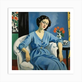 Woman In Blue 17 Art Print