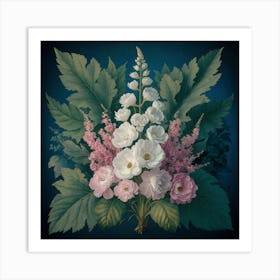 Hydrangea Floral Botanical Vintage Poster Flower Art Print