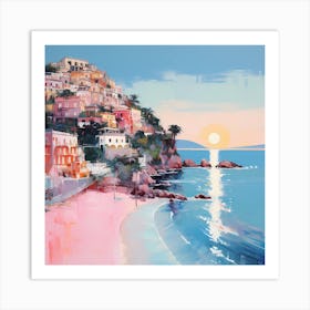 Moonlit Melodies: Abstract Pink Positano Serenity Art Print