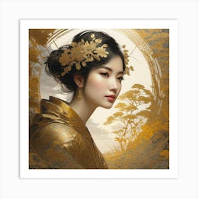 Asian Woman In Gold 1 Art Print