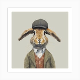 Watercolour British Hare Peter Art Print