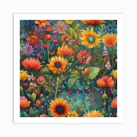 Flowers In The Garden Art Print