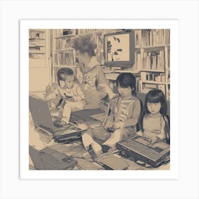 Children In The Library Art Print