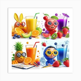 animated cartoon ad juices Art Print