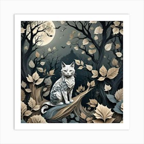 Cat In The Forest 3 Art Print