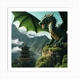 Dragon On Cliff Art Print