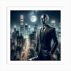 Robot In The City Art Print