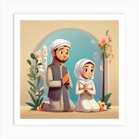 Muslim Couple Praying Art Print