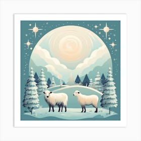 Winter Landscape With Sheep Art Print