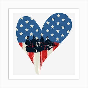 Us Flag Heart Memorial Day Art Print