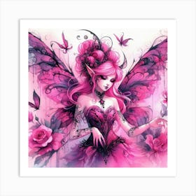 Pink Gothic Fairy Art Print
