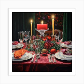 Christmas Table Setting 8 Art Print