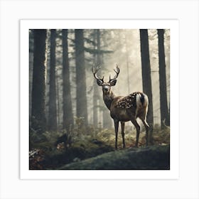 Deer In The Forest 228 Art Print