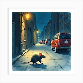 Rat On The Street Art Print