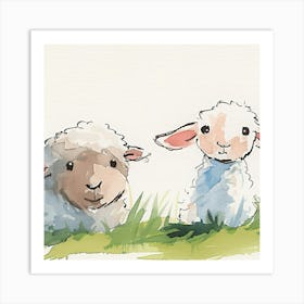 Two Sheep In The Grass Art Print